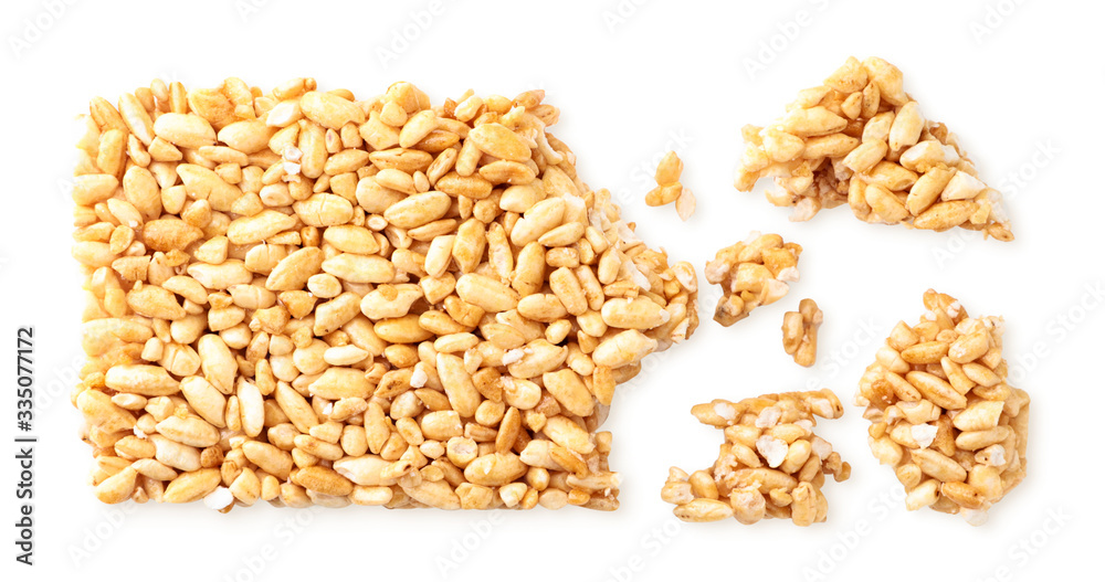Puffed rice in pieces on a white. Isolated Puffed rice in pieces on a white. Isolated