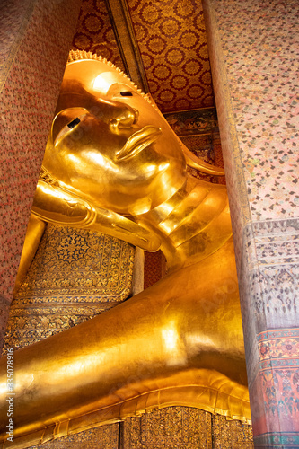 A beautiful view of Wat Pho buddhist temple in Bangkok, Thailand.