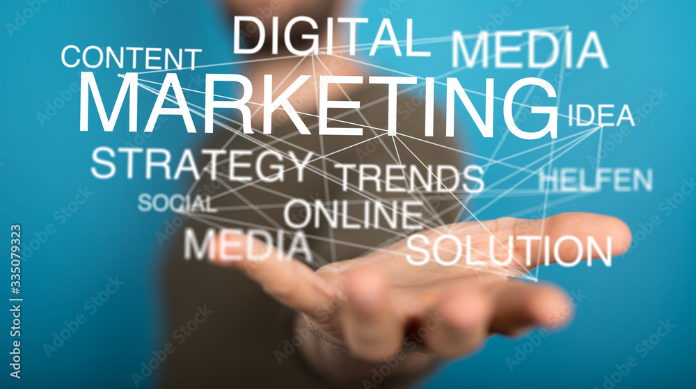 marketing digital concept in hand marketing digital concept in hand
