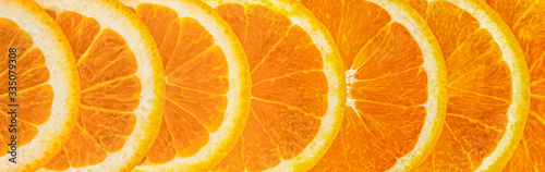 Orange slices no background top view horizontal