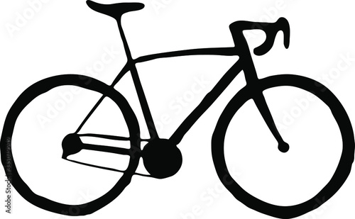Hand drawn bicycle. Black bike isolated on white background. Vector Illustration. 