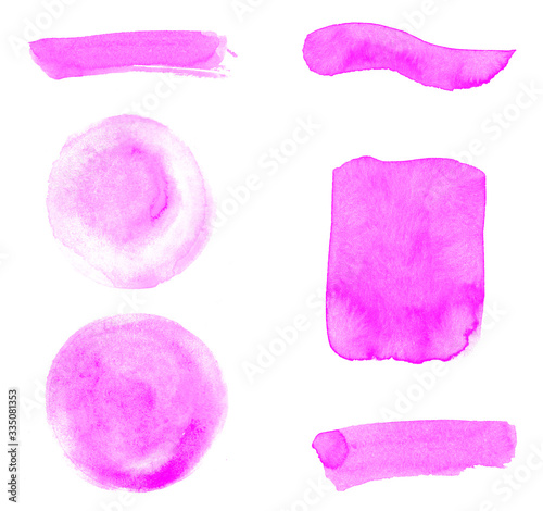 Set of watercolor strokes, smears and circle blots