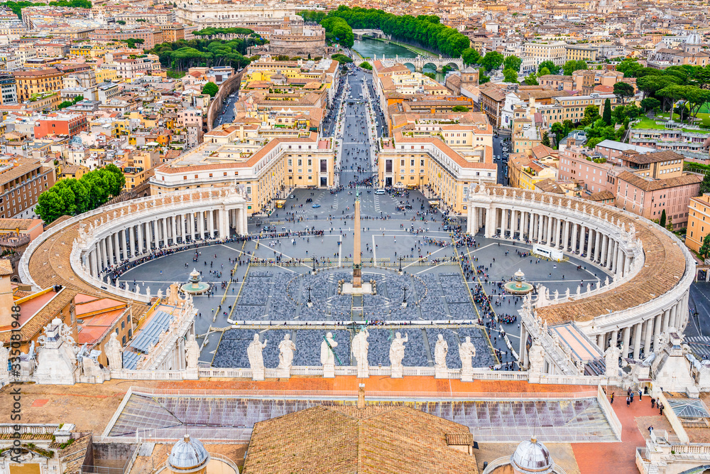 Aerial view of St. Peter's Square in Vatican City, Rome, Italy