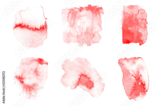 Set of red vector paint strokes brushes