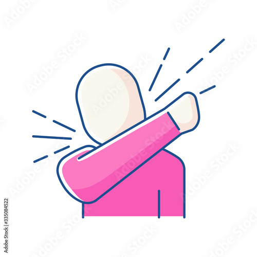 Color icon, the man who sneezes on the elbow
