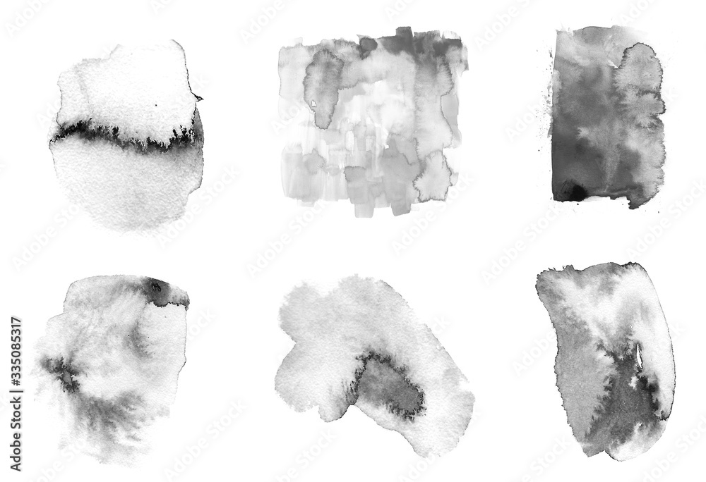 Set of black ink splashes and strokes Set of black ink splashes and strokes