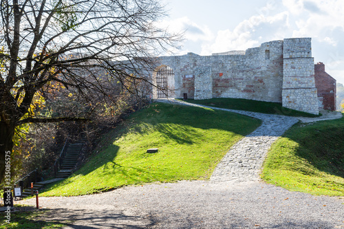Tableau sur toile Ruins of the medieval royal castle in Kazimierz Dolny on Vistula River