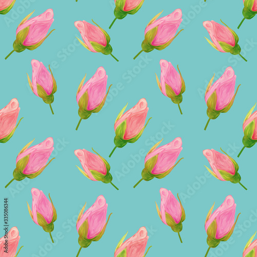 Rose flowers handmade gouache, oil paint seamless pattern gentle. Background for web pages, wedding invitations, save the date cards