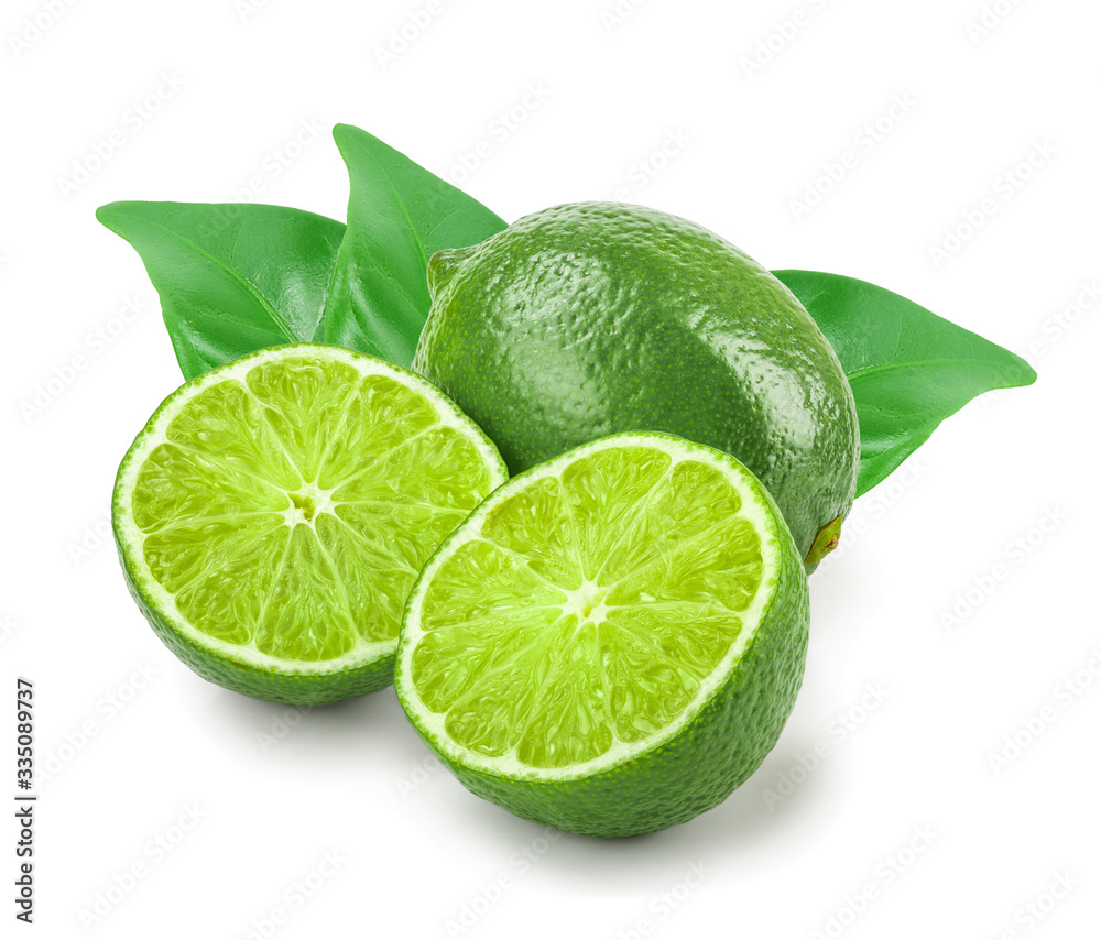lime with half isolated on white background lime with half isolated on white background