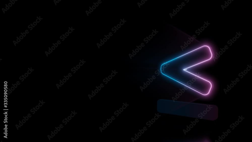 Abstract 3d rendering glowing blue purple neon symbol of less than equal mark with glowing outlines with rays on black background with reflection Abstract 3d rendering glowing blue purple neon symbol of less than equal mark with glowing outlines with rays on black background with reflection