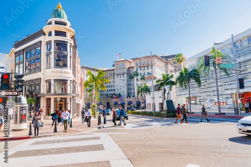 panorama of Beverly Hills and Rodeo drive photo