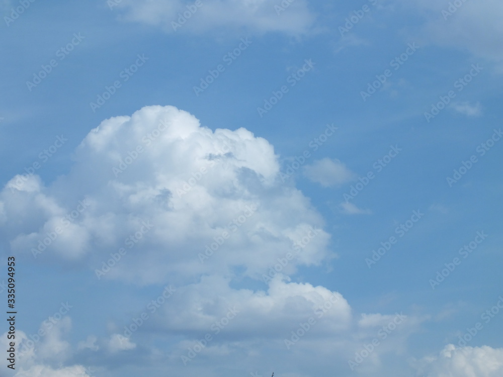 photograph of a blue sky with white and gray cumulus clouds photograph of a blue sky with white and gray cumulus clouds