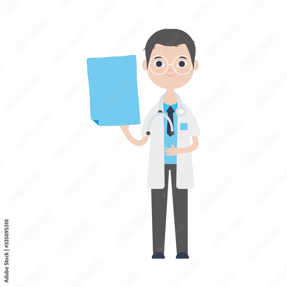doctor standing holding a billboard icon, flat style doctor standing holding a billboard icon, flat style