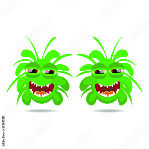 Fantasy bacteria or monster cartoon character flat vector illustration isolated on white background.