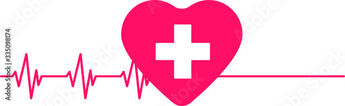 Cardiology  line and heart with cross 