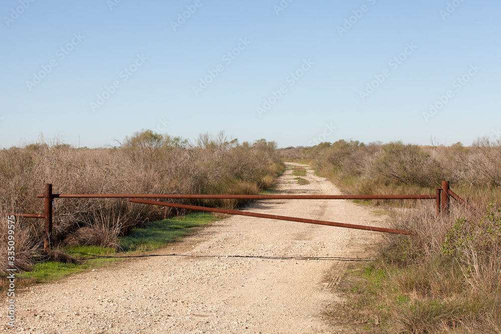 Field entrance to a field in Galveston, Texas, USA