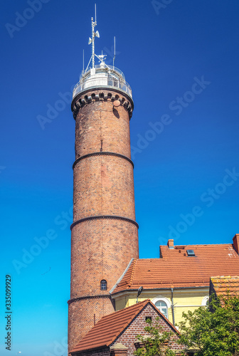 Lighthouse in Jaroslawiec, small village on the Baltic Sea coast, Poland