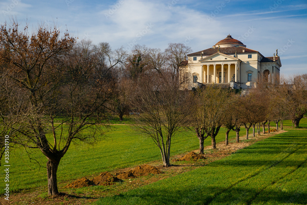 La Rotonda, designed by architect Andrea Palladio. This building is one of the most important villas of Italian Renaissance. Palladio was inspired by the Pantheon of Rome. Vicenza, Veneto, Italy. La Rotonda, designed by architect Andrea Palladio. This building is one of the most important villas of Italian Renaissance. Palladio was inspired by the Pantheon of Rome. Vicenza, Veneto, Italy.