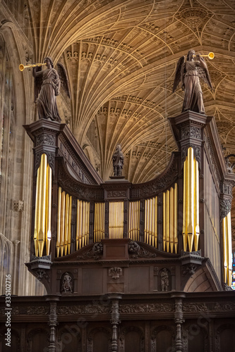 Pipe organ inside a church