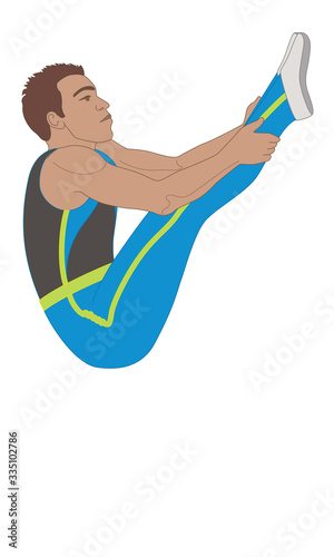 gymnast male in aerial jump from trampoline isolated on a white background