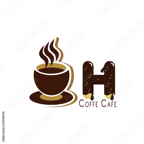 Letter  for Coffee logo design vector template with Vintage Concept style. beverage products for coffee shop, Cafe, Coffee House, Coffee maker, Company and Business.