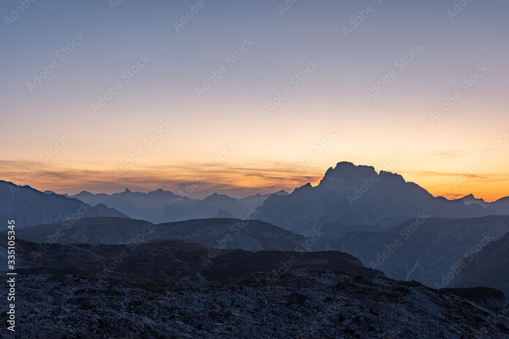 Amazing mountain picks photographed from the three peaks of Lavaredo, This is one of the best-known mountain groups in the italian Alps. UNESCO world heritage site in Dolomites