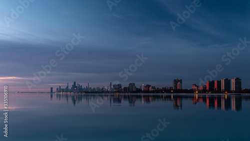 Morning on Lake Michigan with a view of downtown