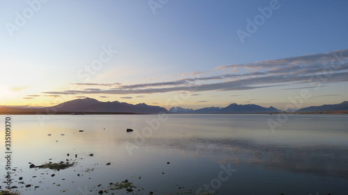 Puerto Natales, Patagonia, Chile: Ultima Esperanza (Last Hope) fjord, sunset