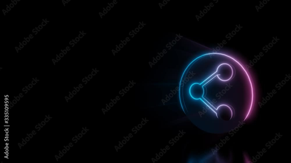 Abstract 3d rendering glowing blue purple neon symbol of circle with network with glowing outlines with rays on black background with reflection Abstract 3d rendering glowing blue purple neon symbol of circle with network with glowing outlines with rays on black background with reflection