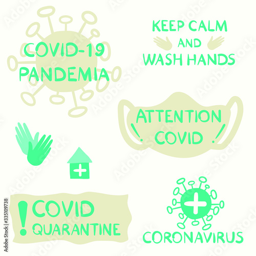 Coronavirus 2020  pandemic icons  quarantine vector signs and icons