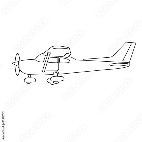 Small plane vector illustration. Single engine propelled aircraft.