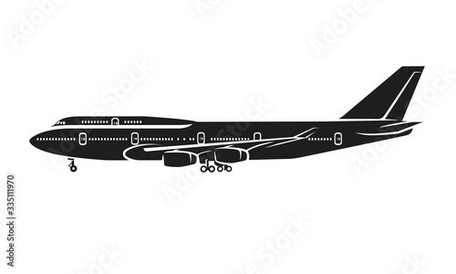 Large airliner vector illustration. Wide-body passenger aircraft