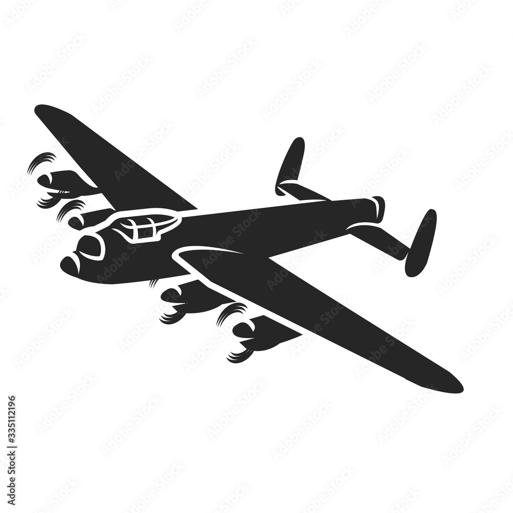 Naklejka Vintage bomber vector illustartion. WW2 heavy military aircraft.