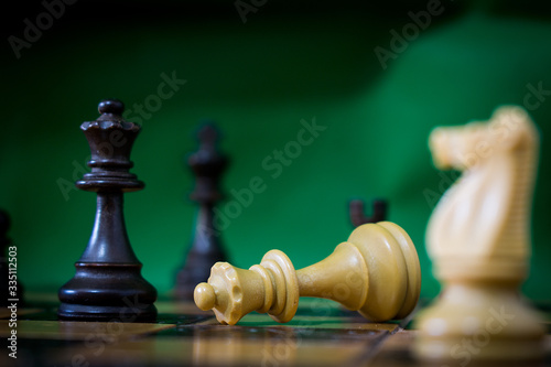 Chess photographed on a chessboard