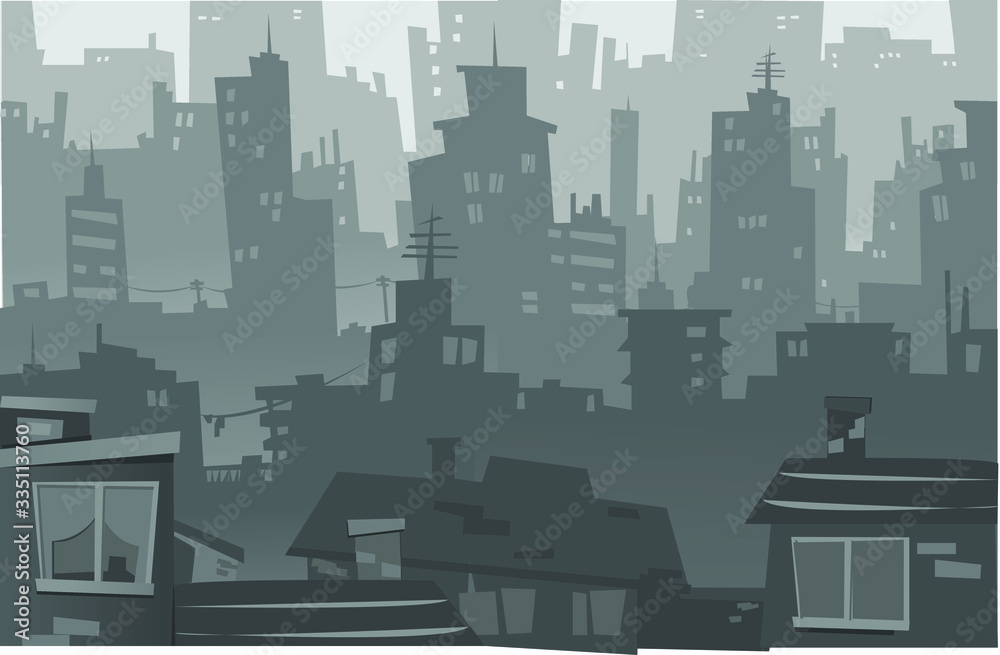  Illustration of big city, with gray background vector