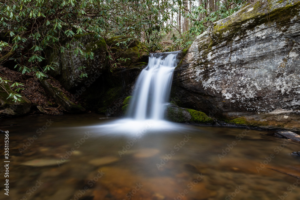 Upper Tom Creek Falls in the Pisgah National Forest in North Carolina