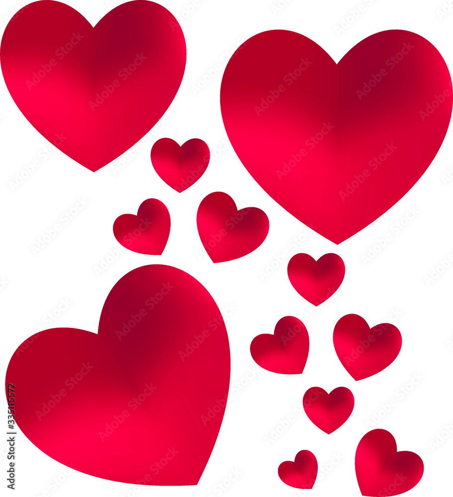 Illustration of hearts, with white background vector