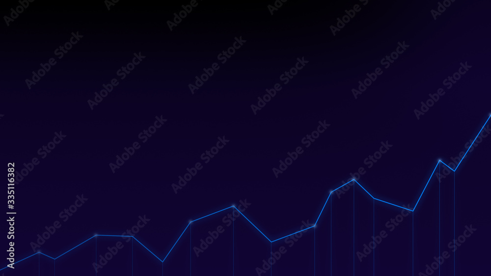 Obraz premium Simple light blue line graph on a blue blackground in 4k resolution. Abstract stock market analysis or finance background.