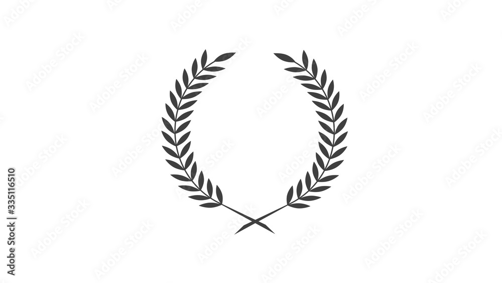 Wreath icon on white background,wheat icon,black wheat icon