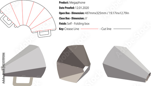Megaphone structural design die cut vector