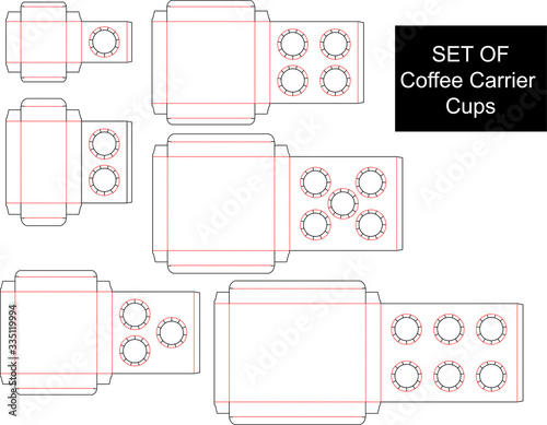 SET OF Coffee Carrier Cups - DIE CUT - VECTOR