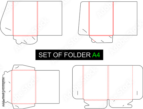 SET OF FOLDER A4 DIE CUT VECTOR