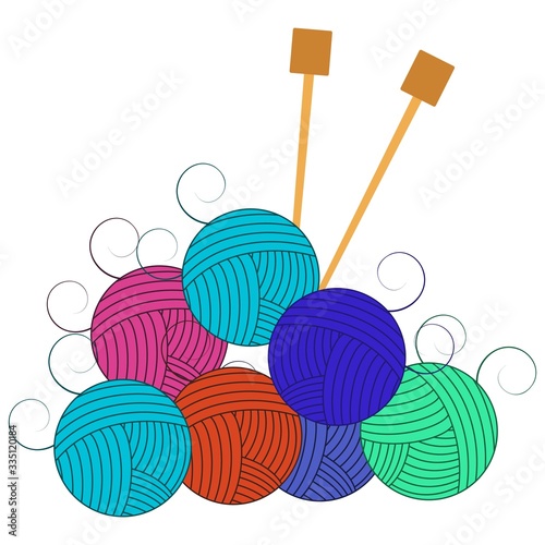 Balls of wool and knitting needles