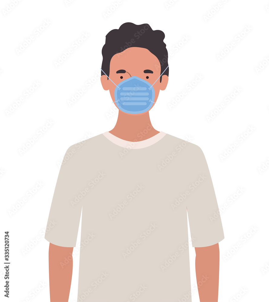 Avatar man with medical masks vector design Avatar man with medical masks vector design