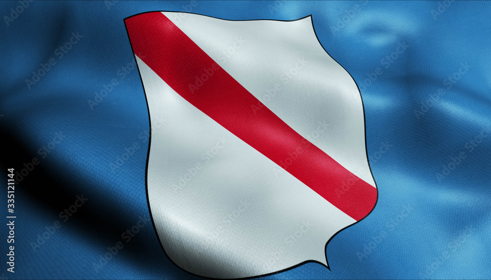3D Waving Italy City Flag of Campania Closeup View. 3D Waving Italy City Flag of Campania Closeup View.