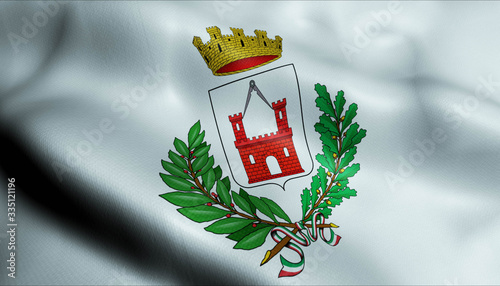  3D Waving Italy City  Flag of Sesto San Giovanni  Closeup View.