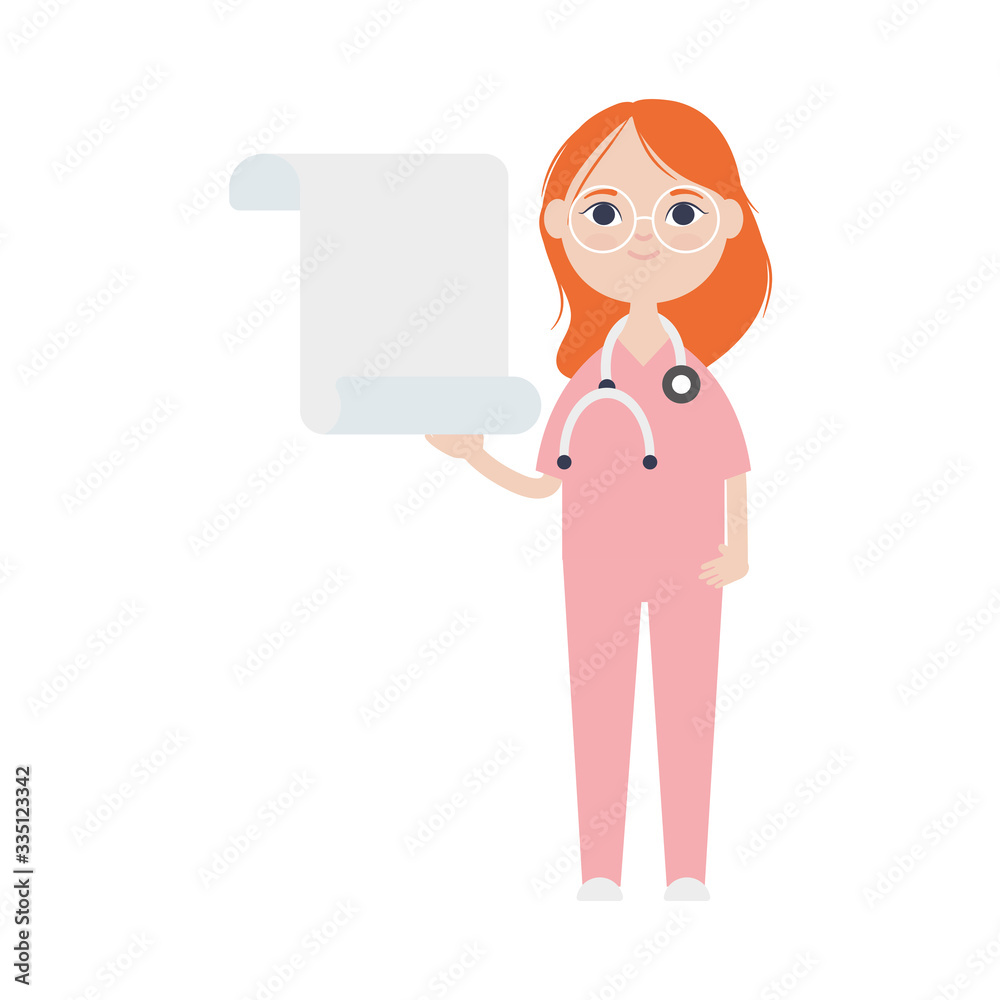 doctor woman with glasses and stethoscope, flat style doctor woman with glasses and stethoscope, flat style