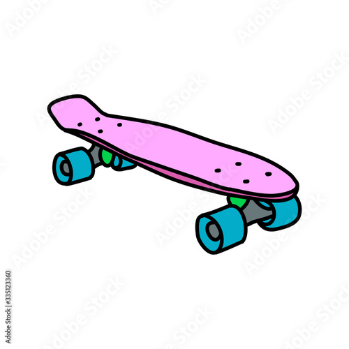 penny board doodle icon, vector illustration