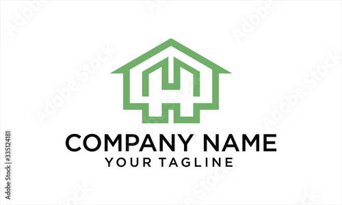 COMBINATION LETTER LOGO H AND HOME LOGO DESIGN CONCEPT