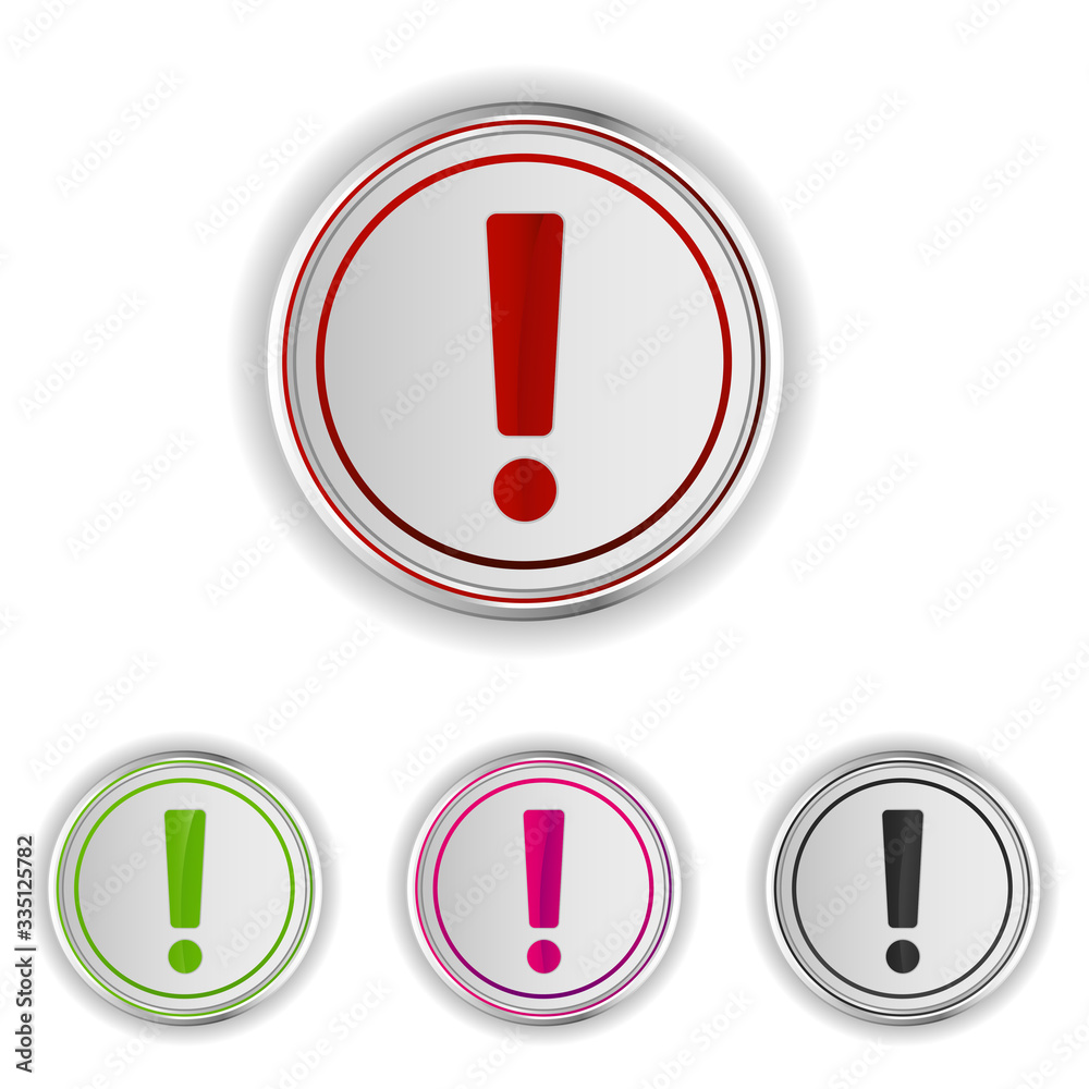 Exclamation mark vector icon button Exclamation mark vector icon button